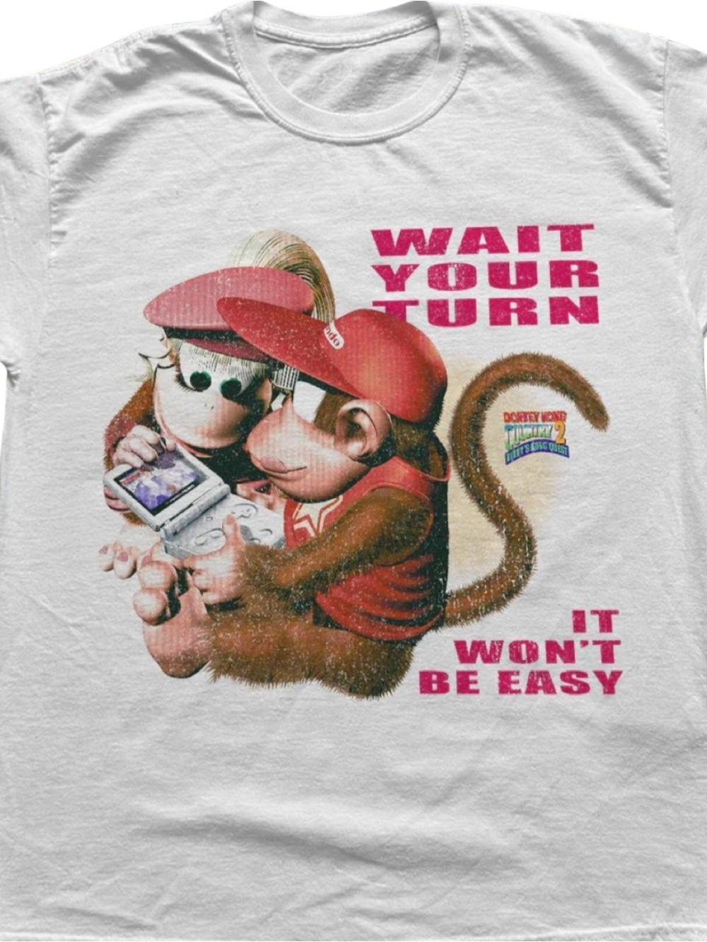 Donkey Kong Graphic Tee - White with Pink Text